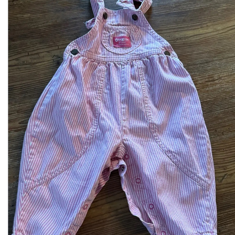 OshKosh B'gosh Pink and White Striped Overalls
